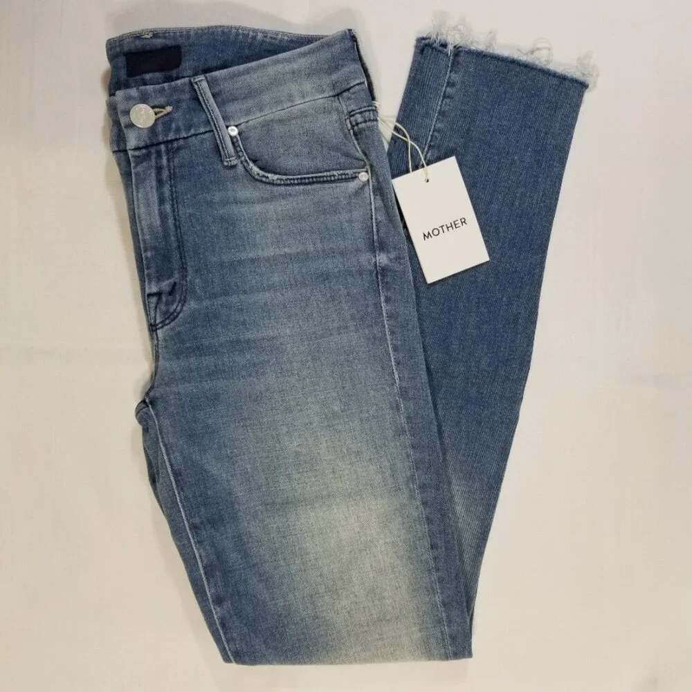 NWT‎ Mother Denim Looker Ankle Fray Stretch Skinny Jeans When Sparks Fly Size 24